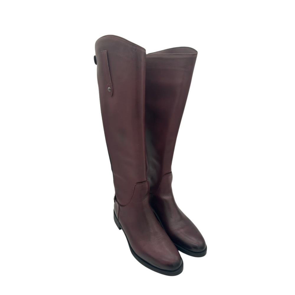 Emanuele Crasto Riding Boots Women's Size 9 40 Burgundy Italian Leather Tall Zip